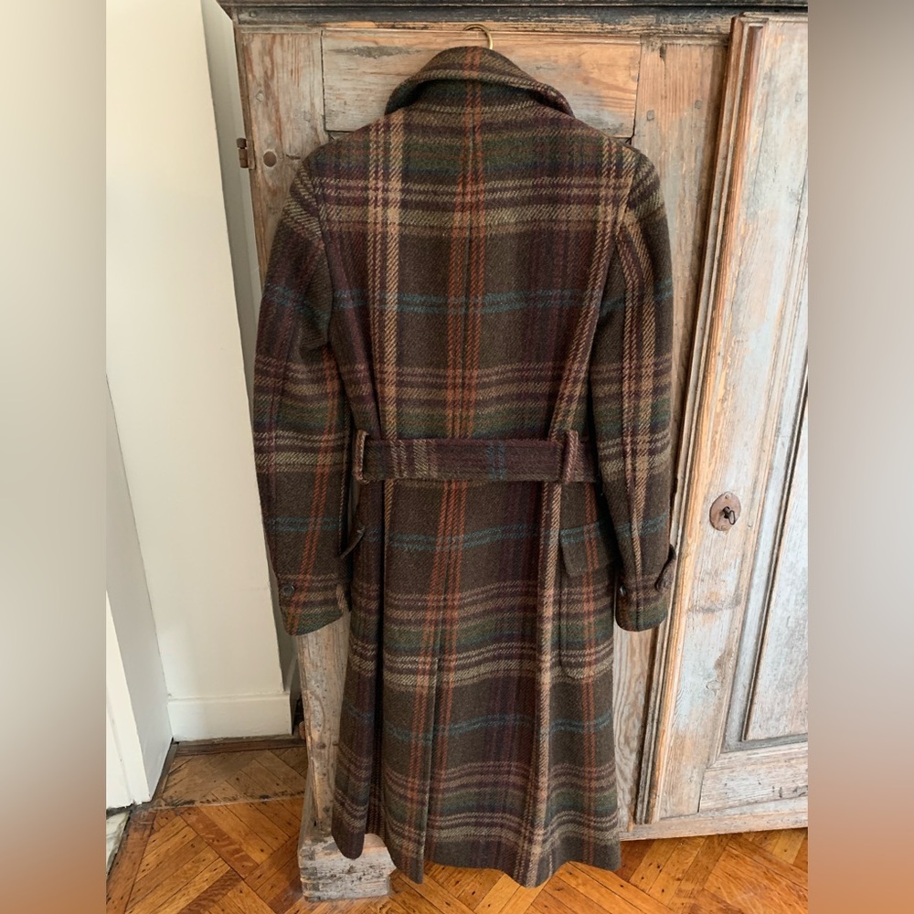 Ralph Lauren Dark Brown Plaid Double Breasted Coat - Picture 2 of 13